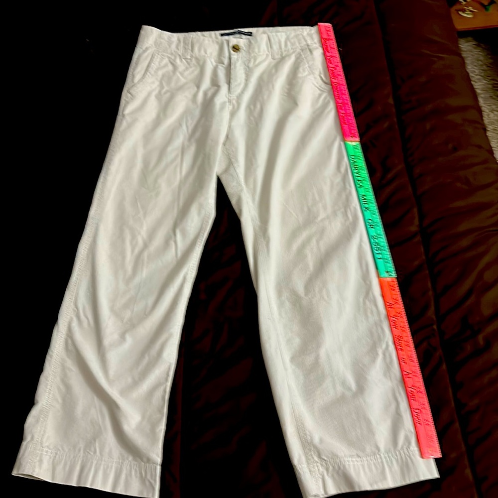 GAP Pin Stripe Khaki & White Size 8 Ankle
